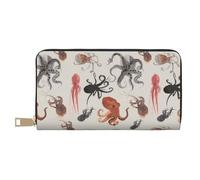 Hgbbdyyjj Color Octopus Portefeuille long de qualité supérieure pour homme et femme - Portefeuille zippé en cuir synthétique avec 12 emplacements pour cartes et poche pour pièces de monnaie