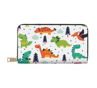 Hgbbdyyjj Colorful Dinosaurs Portefeuille long de qualité supérieure pour homme et femme - Portefeuille zippé en cuir synthétique avec 12 emplacements pour cartes et poche pour pièces de monnaie