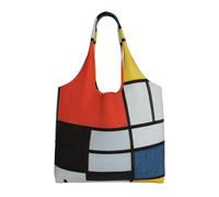 Hgbbdyyjj Composition en rouge, jaune, bleu et noir personnalisable, multi-scène, tendance, décontracté, avec fermeture éclair, sac de courses fourre-tout, sac de plage, sacs de banlieue
