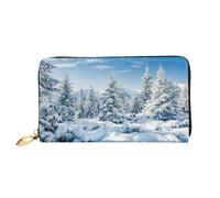 Hgbbdyyjj Covered Winter Trees Portefeuille long de qualité supérieure pour homme et femme - Portefeuille zippé en cuir synthétique avec 12 emplacements pour cartes et poche pour pièces de monnaie