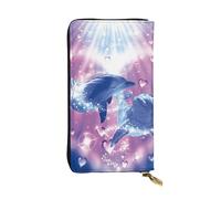Hgbbdyyjj Dolphins In Love Portefeuille long en cuir synthétique avec 12 emplacements pour cartes et poche pour pièces de monnaie