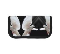 Hgbbdyyjj Flying Dove Trousse à crayons extra large en toile - Double fermeture éclair pour maquillage et papeterie, Noir , Taille unique, Organiseur de sac