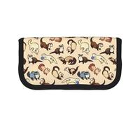 Hgbbdyyjj Hairy Ferret Trousse en toile extra large - Double fermeture éclair pour maquillage et papeterie, Noir , Taille unique, Organiseur de sac