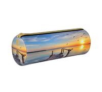 Hgbbdyyjj Lake Under Sunset Sac de rangement rond multifonction en cuir avec impression personnalisée Grande capacité, blanc, Taille unique, Organiseur de sac