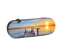 Hgbbdyyjj Lake Under Sunset Trousse à crayons étanche multifonction avec rabat Motif coucher de soleil, Noir , Taille unique, Organiseur de sac