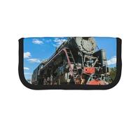 Hgbbdyyjj Locomotive Trousse à crayons extra large en toile avec double fermeture éclair pour maquillage et papeterie, Noir , Taille unique, Organiseur de sac
