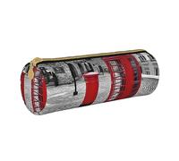 Hgbbdyyjj London Cabine téléphonique Rouge Personnalisé Imprimé Multifonction Grande Capacité Rond Papeterie Sac de Rangement, blanc, Taille unique, Organiseur de sac