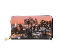 Hgbbdyyjj Los Angeles Palm Trees Portefeuille long de qualité supérieure pour homme et femme - Portefeuille zippé en cuir synthétique avec 12 emplacements pour cartes et poche pour pièces de monnaie