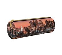 Hgbbdyyjj Los Angeles Palm Trees Sac de rangement rond multifonction en cuir avec impression personnalisée Grande capacité, blanc, Taille unique, Organiseur de sac