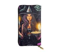 Hgbbdyyjj Magic Witch Witchcraft Portefeuille long de qualité supérieure pour femme en cuir synthétique avec 12 emplacements pour cartes et poche pour pièces de monnaie