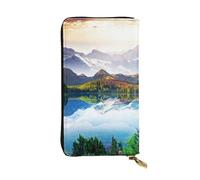 Hgbbdyyjj Mountain View Sunny Day Nature Portefeuille long de qualité supérieure pour femme - Portefeuille en cuir synthétique zippé avec 12 emplacements pour cartes et poche pour pièces de monnaie
