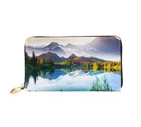 Hgbbdyyjj Mountain View Sunny Day Nature Portefeuille long de qualité supérieure pour homme et femme - Portefeuille zippé en cuir synthétique avec 12 emplacements pour cartes et poche pour pièces de