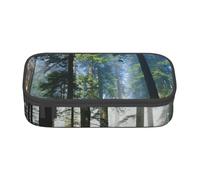 Hgbbdyyjj National Parks Sunshine Trees Trousse à crayons multifonction avec compartiment de grande capacité, Noir , Taille unique, Organiseur de sac