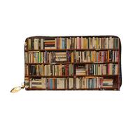 Hgbbdyyjj Neat Bookshelf Portefeuille long de qualité supérieure pour homme et femme - Portefeuille zippé en cuir synthétique avec 12 emplacements pour cartes et poche pour pièces de monnaie