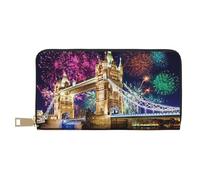 Hgbbdyyjj Night London Tower Bridge Portefeuille long de qualité supérieure pour homme et femme - Portefeuille zippé en cuir synthétique avec 12 emplacements pour cartes et poche pour pièces de