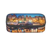 Hgbbdyyjj Night View Trousse à crayons multifonction avec compartiment de grande capacité, Noir , Taille unique, Organiseur de sac