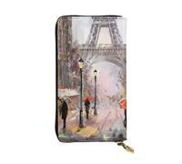 Hgbbdyyjj Rainy Street In Paris Portefeuille long de qualité supérieure pour femme - Portefeuille en cuir synthétique zippé avec 12 emplacements pour cartes et poche pour pièces de monnaie