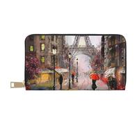 Hgbbdyyjj Rainy Street in Paris Portefeuille long de qualité supérieure pour homme et femme - Portefeuille zippé en cuir synthétique avec 12 emplacements pour cartes et poche pour pièces de monnaie