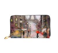 Hgbbdyyjj Rainy Street In Paris Portefeuille long de qualité supérieure pour homme et femme - Portefeuille zippé en cuir synthétique avec 12 emplacements pour cartes et poche pour pièces de monnaie