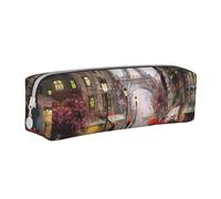 Hgbbdyyjj Rainy Street in Paris Trousse à crayons en cuir PVC avec fermeture éclair imprimée pour stylos et petits objets, blanc, Taille unique, Organiseur de sac