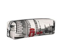 Hgbbdyyjj Red Phone Booth London Street Trousse à crayons en cuir PVC avec fermeture éclair imprimée pour stylos et petits objets, blanc, Taille unique, Organiseur de sac