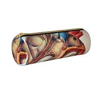 Hgbbdyyjj Sac de rangement rond multifonction en cuir avec motif de cœur humain - Grande capacité, blanc, Taille unique, Organiseur de sac