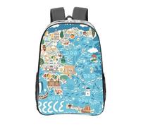 Hgbbdyyjj Sac d'école imprimé carte de la Grèce 40,6 cm Transparent Multi Scène personnalisée Mode