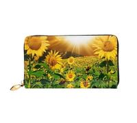 Hgbbdyyjj Sunflowers Under Clouds Portefeuille long de qualité supérieure pour homme et femme - Portefeuille zippé en cuir synthétique avec 12 emplacements pour cartes et poche pour pièces de monnaie