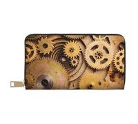 Hgbbdyyjj The Clocks Theme Gears Portefeuille long de qualité supérieure pour homme et femme - Portefeuille zippé en cuir synthétique avec 12 emplacements pour cartes et poche pour pièces de monnaie