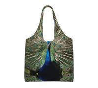 Hgbbdyyjj The Peacock Sac de courses avec fermeture éclair Motif paon