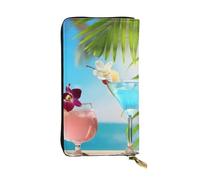 Hgbbdyyjj Tropical Beach Drink Portefeuille long de qualité supérieure pour femme - Portefeuille en cuir synthétique avec 12 emplacements pour cartes et poche pour pièces de monnaie