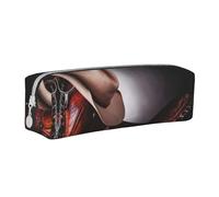 Hgbbdyyjj Trousse à crayons en cuir PVC à motif selle de cheval avec chapeau de cowboy - Organiseur à fermeture éclair imprimée pour stylos et petits objets, blanc, Taille unique, Organiseur de sac