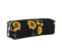 Hgbbdyyjj Trousse à crayons en cuir PVC avec fond noir et tournesol - Organiseur à fermeture éclair imprimée pour stylos et petits objets, blanc, Taille unique, Organiseur de sac