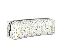 Hgbbdyyjj Trousse à crayons en cuir PVC avec motif aquarelle et fleurs - Organiseur imprimé à fermeture éclair pour stylos et petits objets, blanc, Taille unique, Organiseur de sac