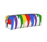 Hgbbdyyjj Trousse à crayons en cuir PVC avec motif éclaboussures de peinture et toile de fond - Organiseur à fermeture éclair imprimée pour stylos et petits objets, blanc, Taille unique, Organiseur de