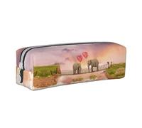 Hgbbdyyjj Trousse à crayons en cuir PVC avec motif éléphant sur un pont - Organiseur à fermeture éclair imprimée pour stylos et petits objets, blanc, Taille unique, Organiseur de sac
