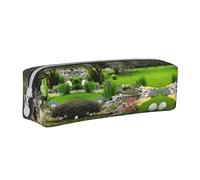 Hgbbdyyjj Trousse à crayons en cuir PVC avec motif herbe printanière - Organiseur à fermeture éclair imprimée pour stylos et petits objets, blanc, Taille unique, Organiseur de sac