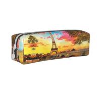 Hgbbdyyjj Trousse à crayons en cuir PVC motif Tour Eiffel Paris Crossgrain - Organiseur avec fermeture éclair imprimée pour stylos et petits objets, blanc, Taille unique, Organiseur de sac