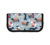 Hgbbdyyjj Trousse à crayons en toile extra large avec double fermeture éclair Motif Hot Dogs and Lemonade, Noir , Taille unique, Organiseur de sac