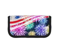Hgbbdyyjj Trousse à crayons extra large en toile avec double fermeture éclair Motif drapeau patriotique du 4 juillet, Noir , Taille unique, Organiseur de sac