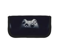 Hgbbdyyjj Trousse à crayons extra large en toile avec motif manette de jeu - Double fermeture éclair pour maquillage et papeterie, Noir , Taille unique, Organiseur de sac
