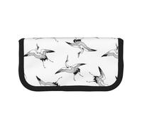 Hgbbdyyjj Trousse à crayons extra large en toile Motif grue japonaise - Double fermeture éclair pour maquillage et papeterie, Noir , Taille unique, Organiseur de sac