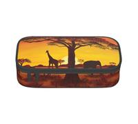 Hgbbdyyjj Trousse à crayons multifonction avec motif animal africain et coucher de soleil - Grande capacité, Noir , Taille unique, Organiseur de sac