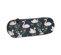 Hgbbdyyjj White Swans on the Lake Trousse à crayons étanche multifonction avec rabat Motif cygnes sur le lac, Noir , Taille unique, Organiseur de sac