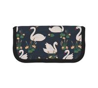 Hgbbdyyjj White Swans On The Lake Trousse en toile extra large - Double fermeture éclair pour maquillage et papeterie, Noir , Taille unique, Organiseur de sac