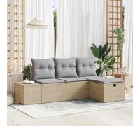 HGBNMER Ensemble de canapé de jardin moderne en rotin synthétique avec coussins, 4 pièces, composé d'un module d'assise, de canapés et de repose-pieds, coussins d'assise amovibles en polyester, design