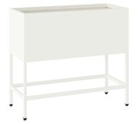 HGBNMER Jardinière surélevée rectangulaire moderne en acier blanc, 60 x 26 x 48 cm, pour jardin et terrasse, métal robuste, résistant aux UV, facile à nettoyer et à monter avec un