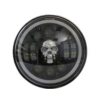 HGCXBYAP Phare de moto Phare avant LED tête de mort pour moto, faisceau HiLo, feux de jour, compatible avec Harley, Honda, Kawasaki et Yamaha Kit de phares