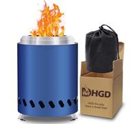 HGD Mini brasero de table sans fumée de 20,3 x 14,9 cm, pour terrasse, intérieur et extérieur avec sac de transport, alimenté par des granulés ou du bois, en acier inoxydable, bleu