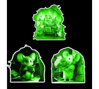 HGDESIGN® Graz Design Sticker mural lumineux pour chambre d'enfant ou de bébé, motif souris, lecture, livre, souris, trou